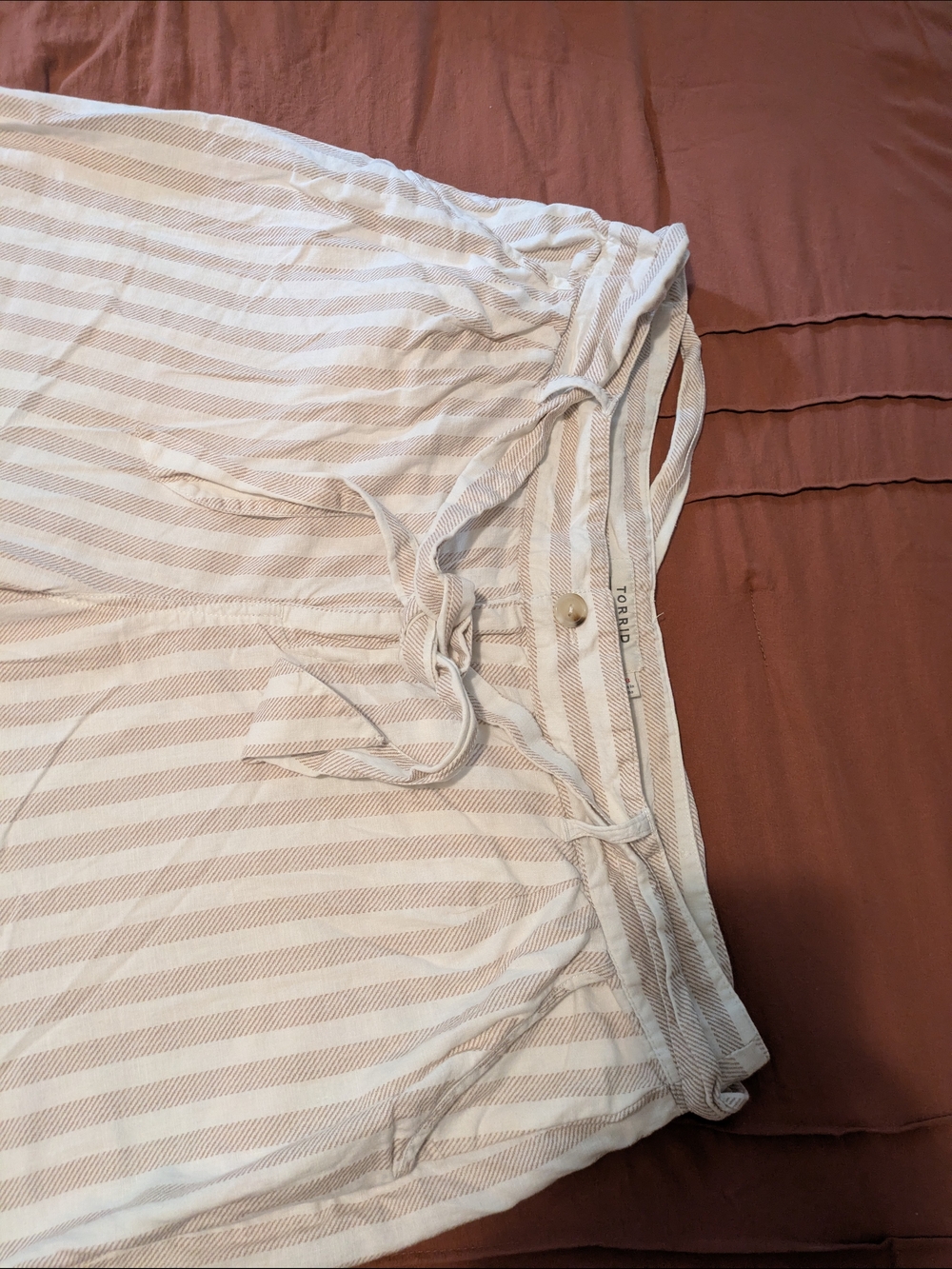 torrid Beige and White Striped Wide Leg Pants